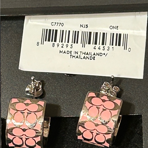 COACH NEW pink pierced hoop earrings - Picture 3 of 3
